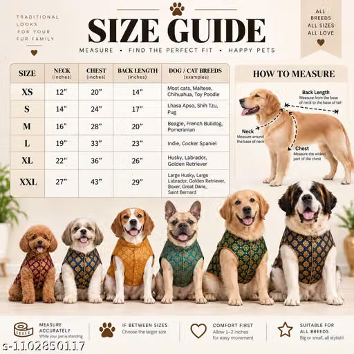 Premium Pet Sherwani | Ethnic Dog & Cat Wear | XS–XXL