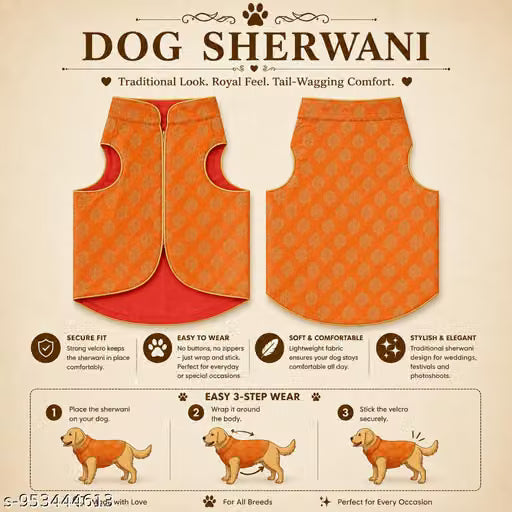 DOG SHERWANI-Saffron Orange