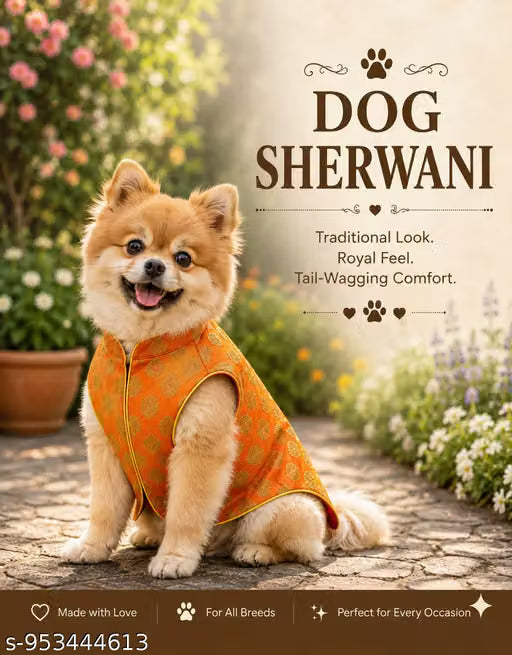 DOG SHERWANI-Saffron Orange